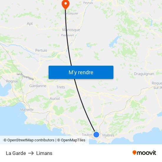 La Garde to Limans map