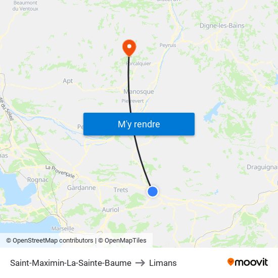 Saint-Maximin-La-Sainte-Baume to Limans map