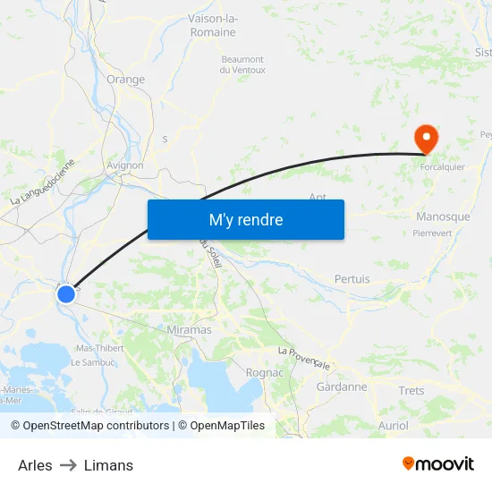 Arles to Limans map