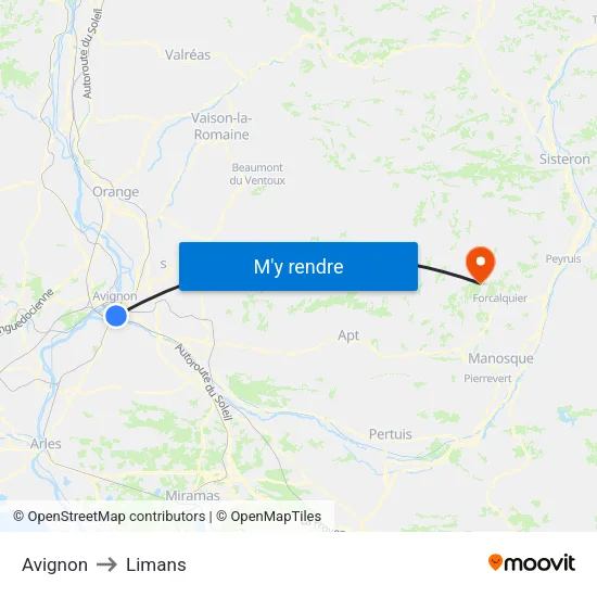 Avignon to Limans map
