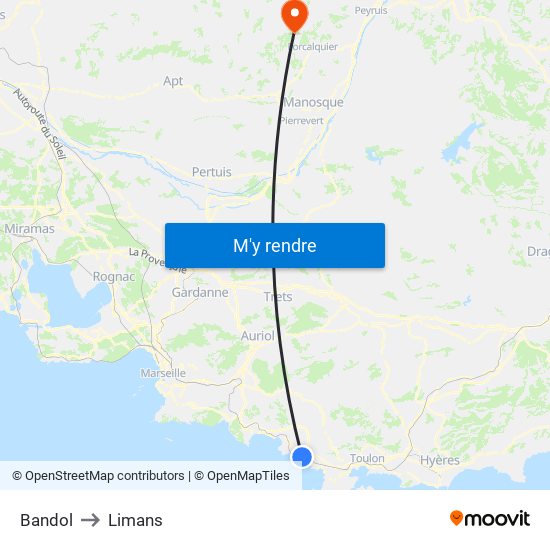 Bandol to Limans map