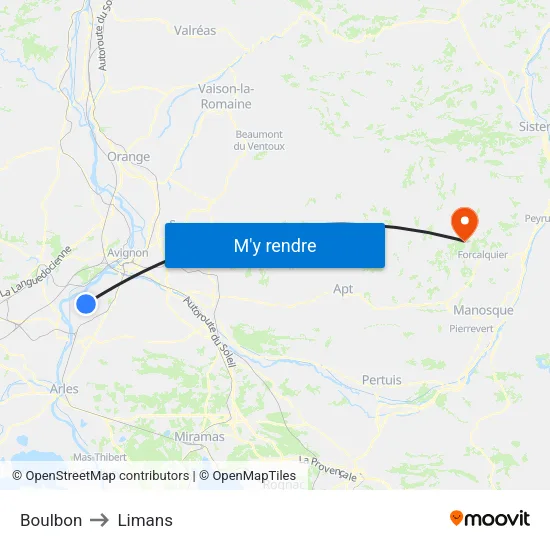 Boulbon to Limans map