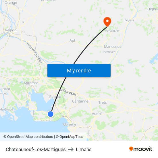 Châteauneuf-Les-Martigues to Limans map