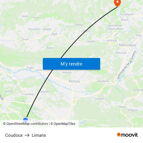 Coudoux to Limans map