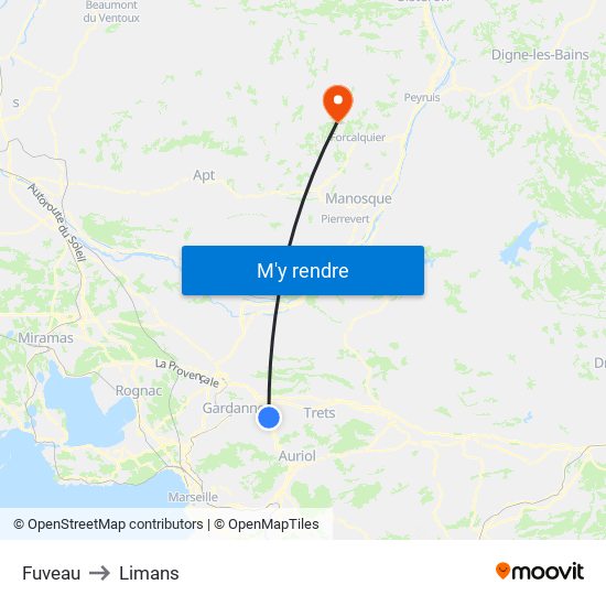 Fuveau to Limans map