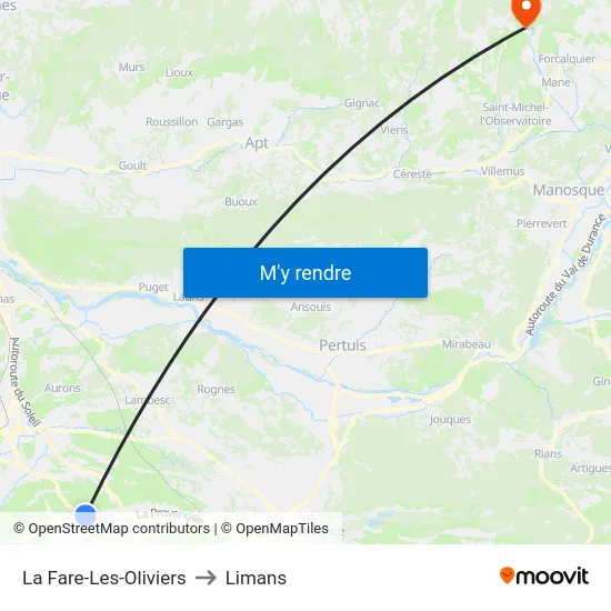 La Fare-Les-Oliviers to Limans map