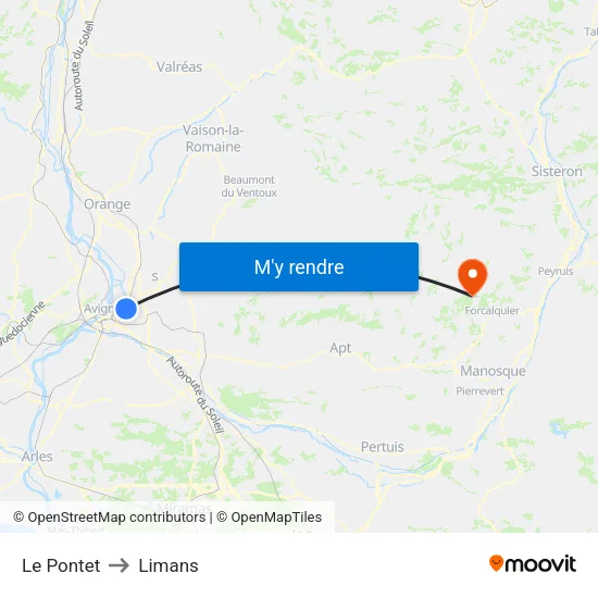 Le Pontet to Limans map
