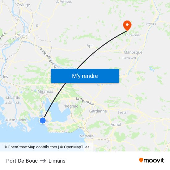 Port-De-Bouc to Limans map