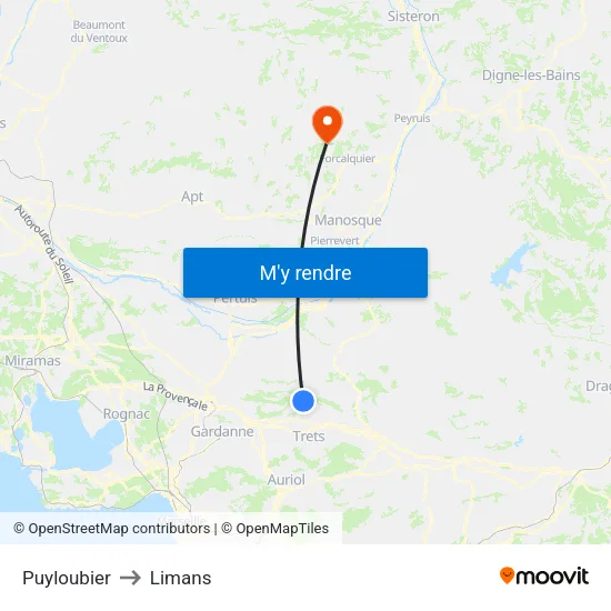 Puyloubier to Limans map