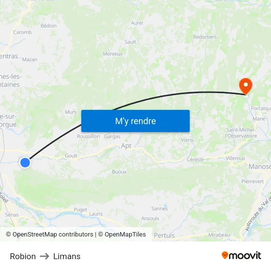 Robion to Limans map