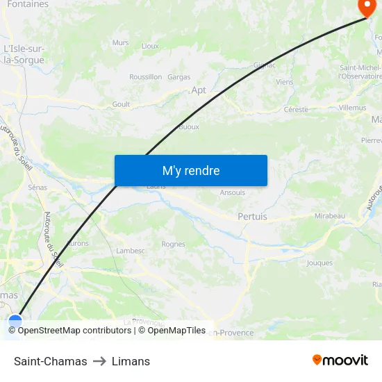 Saint-Chamas to Limans map