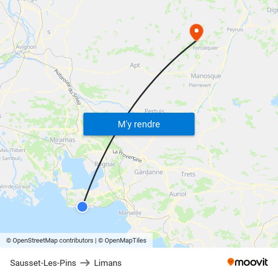 Sausset-Les-Pins to Limans map