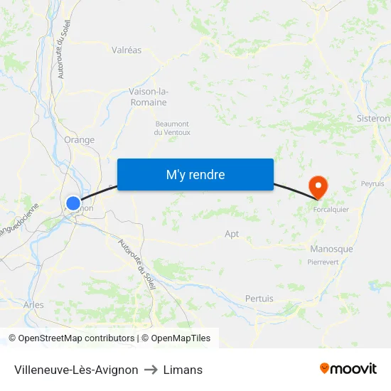 Villeneuve-Lès-Avignon to Limans map