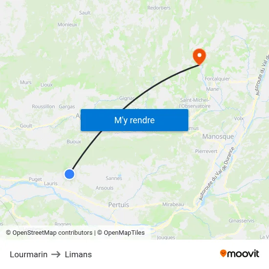 Lourmarin to Limans map