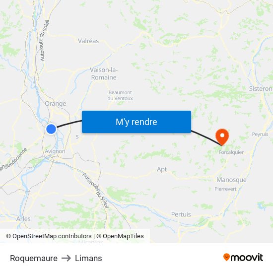Roquemaure to Limans map