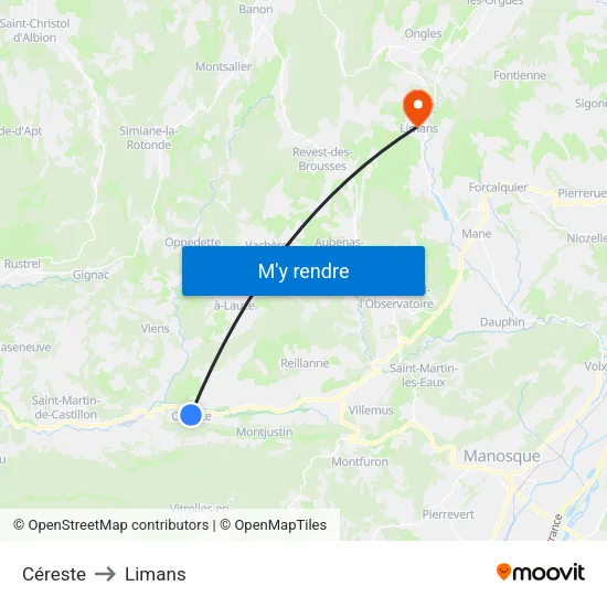 Céreste to Limans map