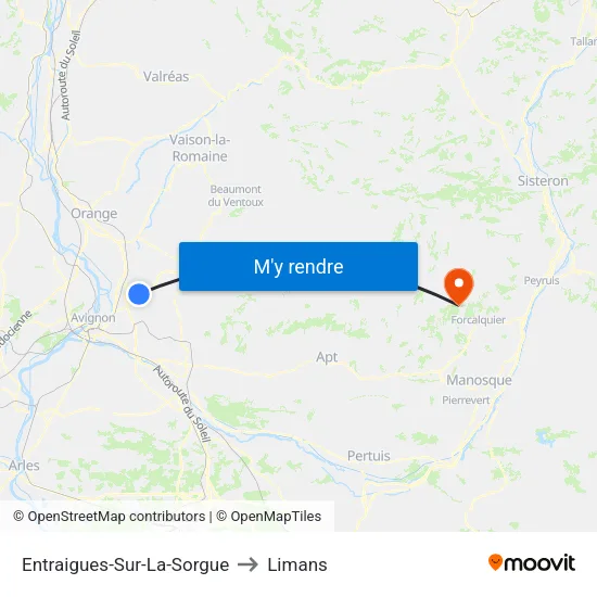 Entraigues-Sur-La-Sorgue to Limans map