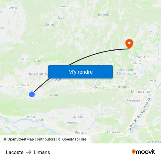 Lacoste to Limans map