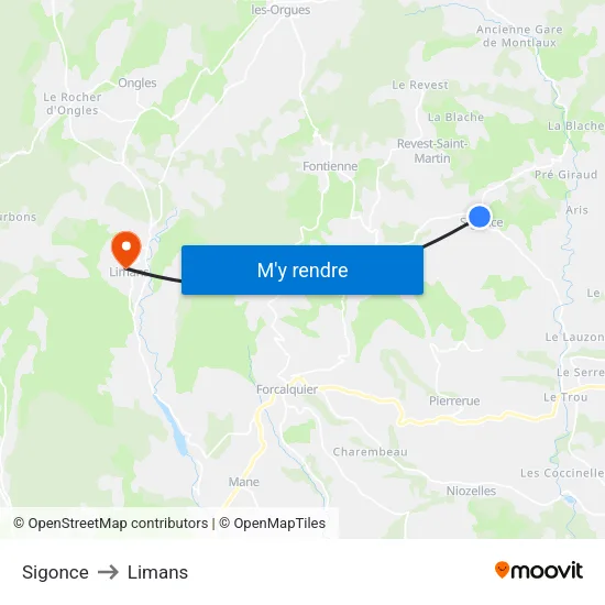 Sigonce to Limans map