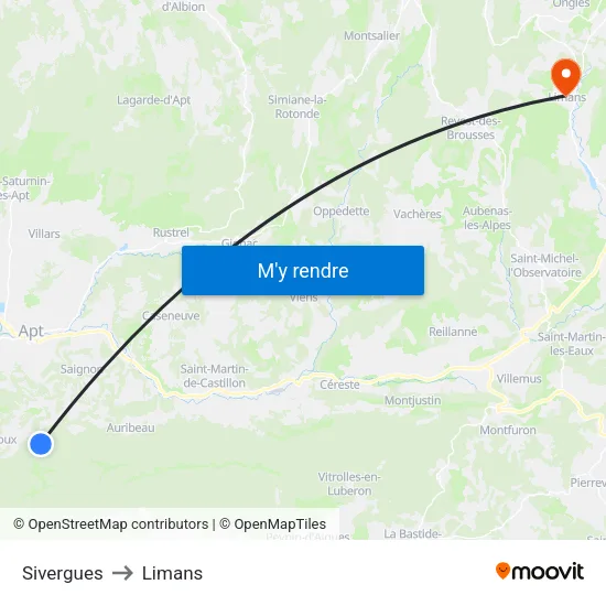 Sivergues to Limans map