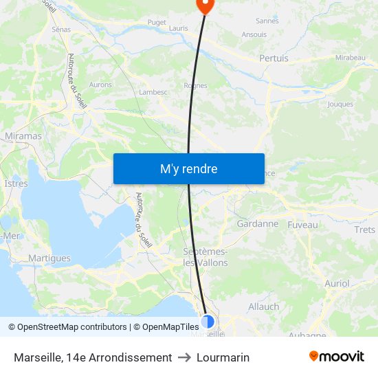 Marseille, 14e Arrondissement to Lourmarin map