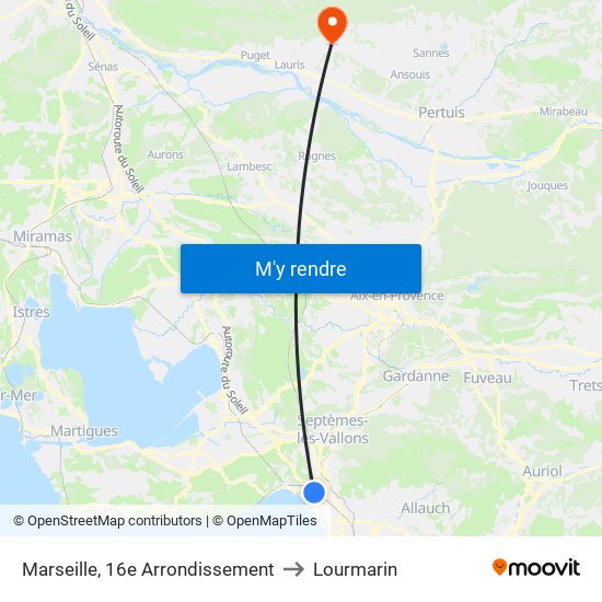 Marseille, 16e Arrondissement to Lourmarin map