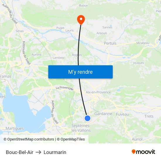 Bouc-Bel-Air to Lourmarin map