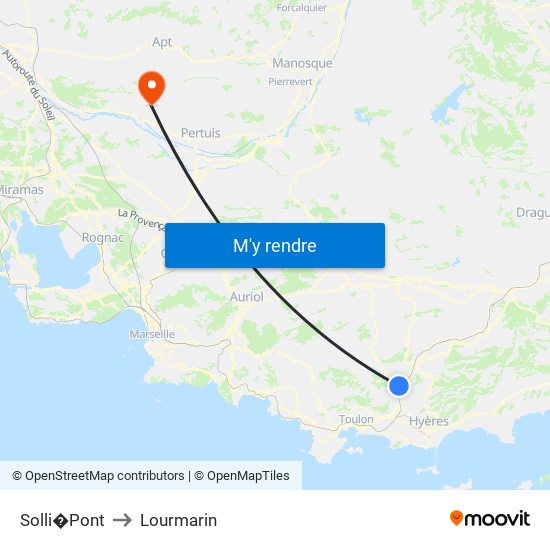 Solli�Pont to Lourmarin map