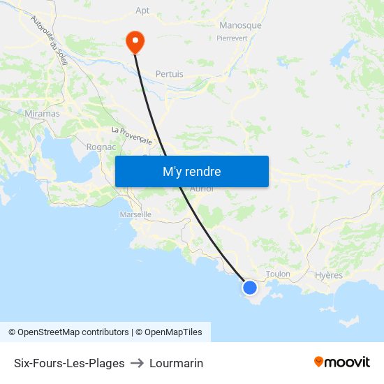 Six-Fours-Les-Plages to Lourmarin map