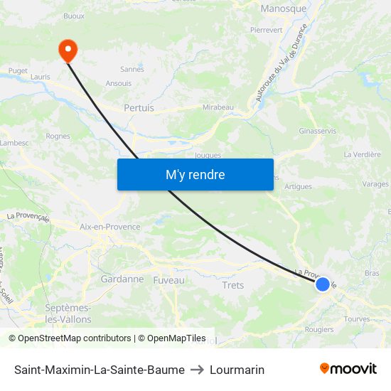 Saint-Maximin-La-Sainte-Baume to Lourmarin map