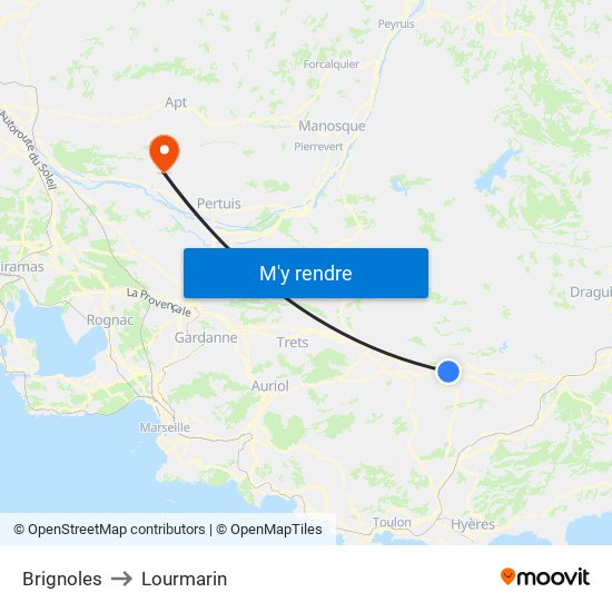 Brignoles to Lourmarin map