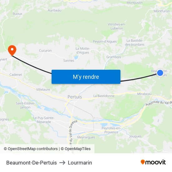 Beaumont-De-Pertuis to Lourmarin map