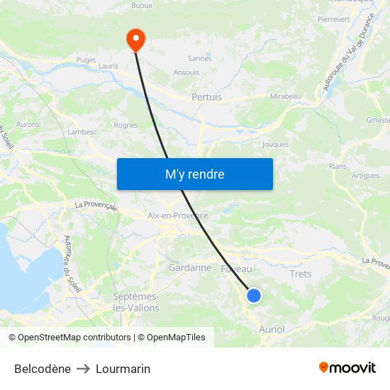Belcodène to Lourmarin map
