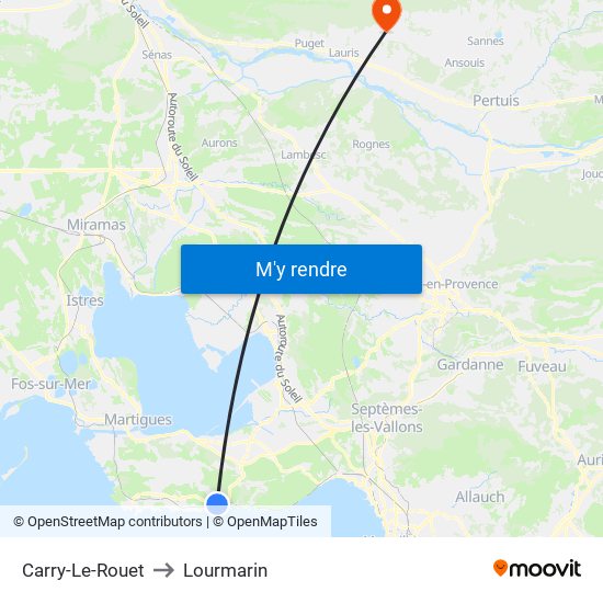 Carry-Le-Rouet to Lourmarin map