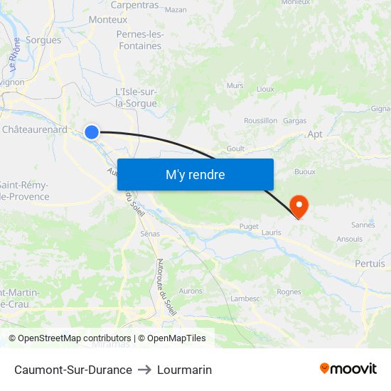 Caumont-Sur-Durance to Lourmarin map