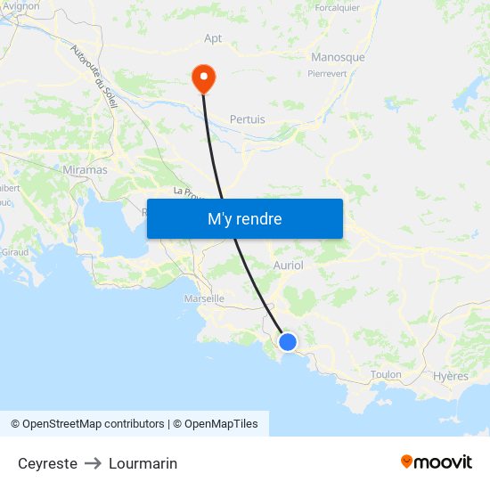 Ceyreste to Lourmarin map