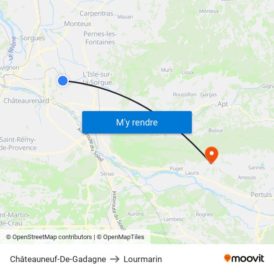 Châteauneuf-De-Gadagne to Lourmarin map