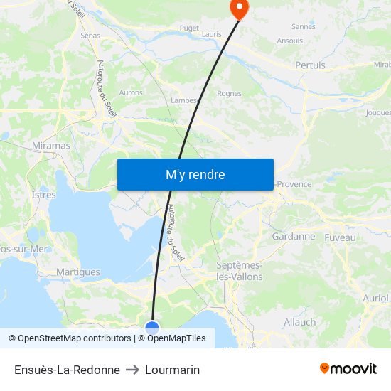 Ensuès-La-Redonne to Lourmarin map