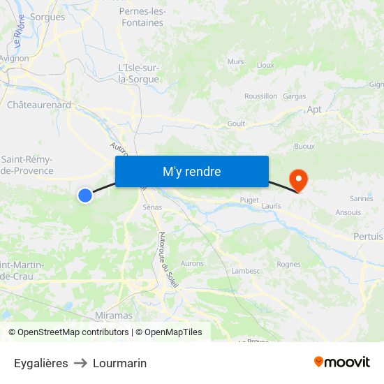 Eygalières to Lourmarin map