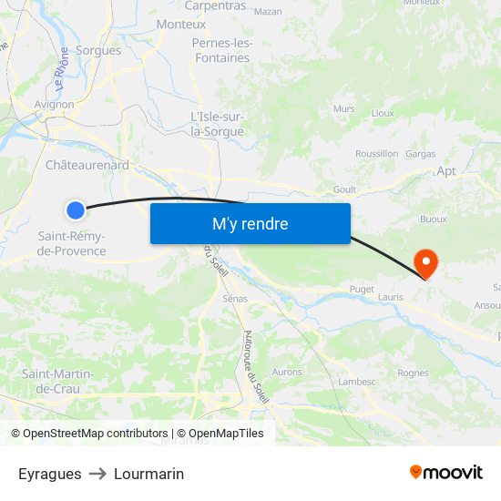 Eyragues to Lourmarin map