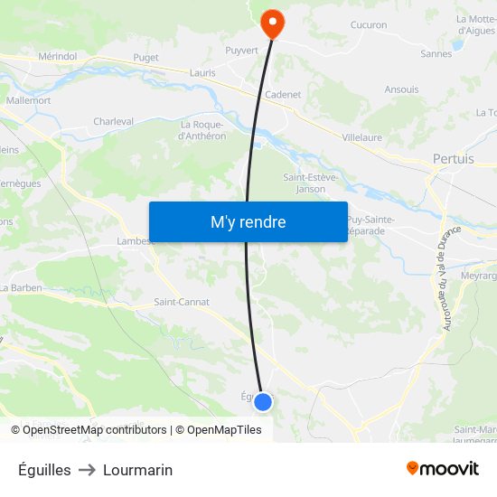 Éguilles to Lourmarin map