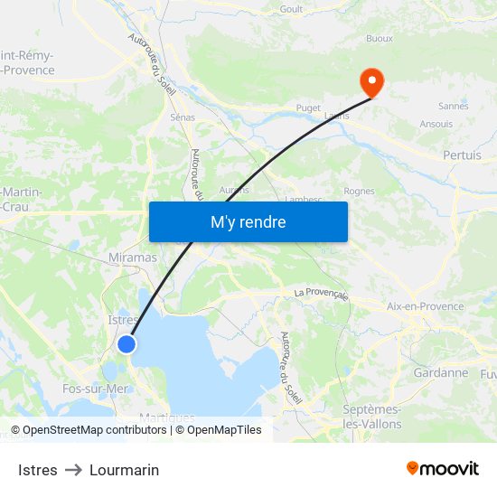 Istres to Lourmarin map