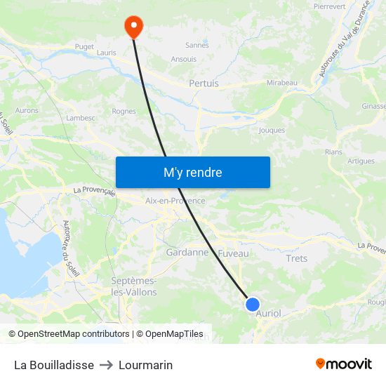 La Bouilladisse to Lourmarin map