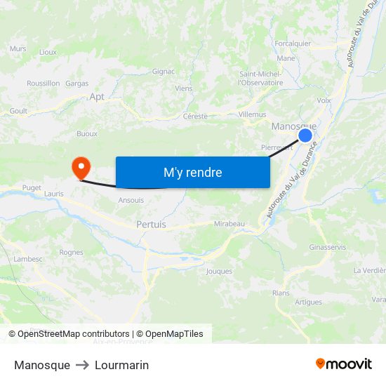 Manosque to Lourmarin map