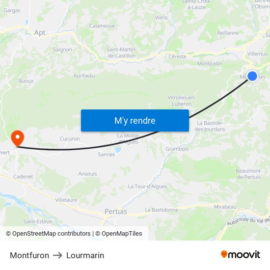 Montfuron to Lourmarin map