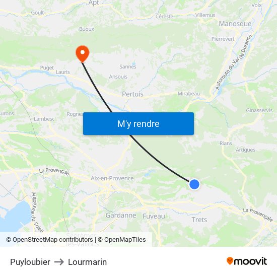 Puyloubier to Lourmarin map