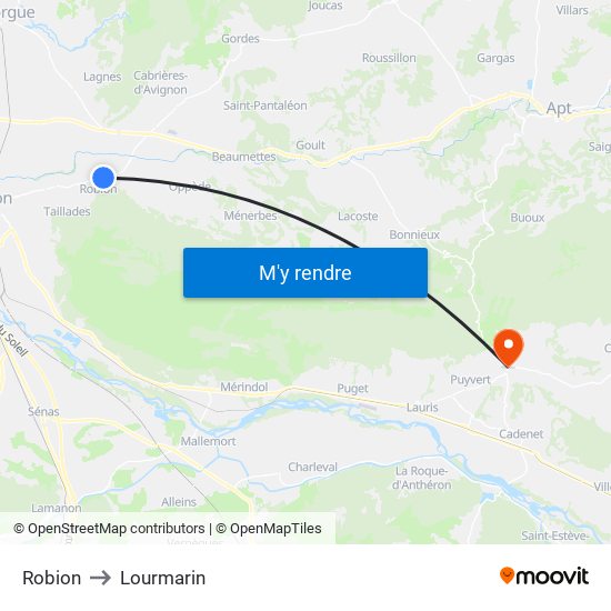 Robion to Lourmarin map
