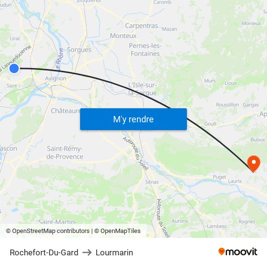 Rochefort-Du-Gard to Lourmarin map
