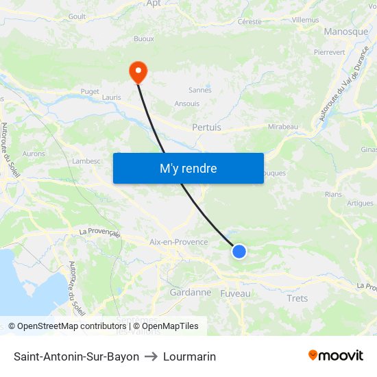 Saint-Antonin-Sur-Bayon to Lourmarin map