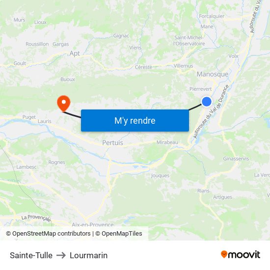 Sainte-Tulle to Lourmarin map